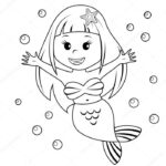 Depositphotos 136626506 Stock Illustration Cute Little Mermaid Black And 1