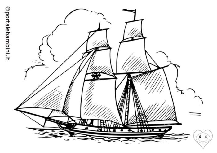Nave galeone disegnidacolorareonline barca pirata schizzi stampare pesci semplici bacheca